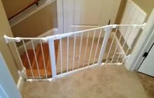 thumbnail for top of stairs baby gate